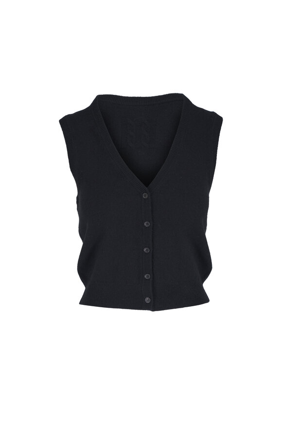 Nili Lotan - Wells Black Ribbed Lace-Up Sweater | Mitchell