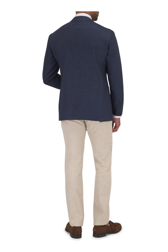 Canali - Solid Blue Wool, Silk & Linen Sportcoat 