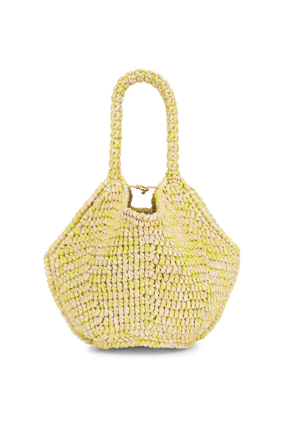 Khaite Mini Lotus Citron & White Raffia Tote - view 1