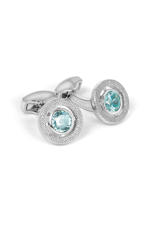 Tateossian - Aquamarine Diamond Pattern Cufflinks