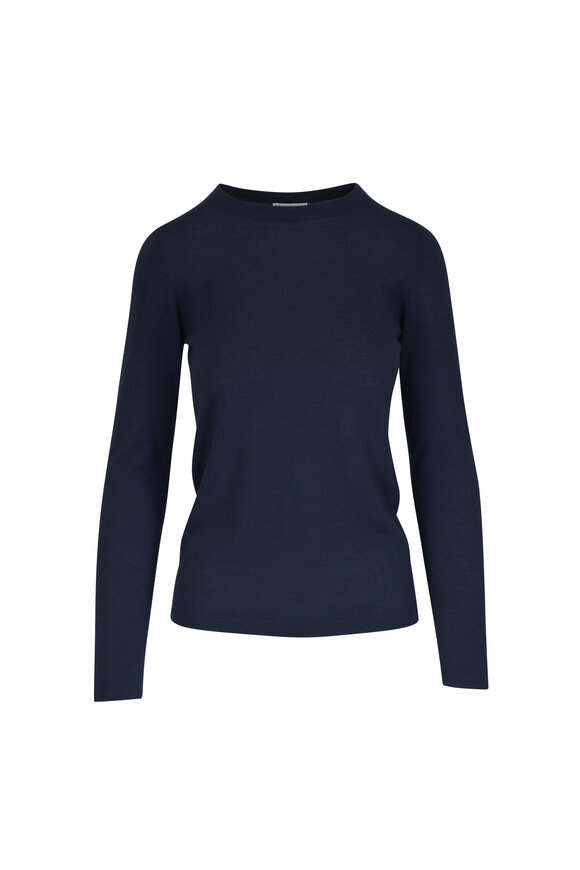 Brunello Cucinelli - Navy Blue Lurex Long Sleeve T-Shirt