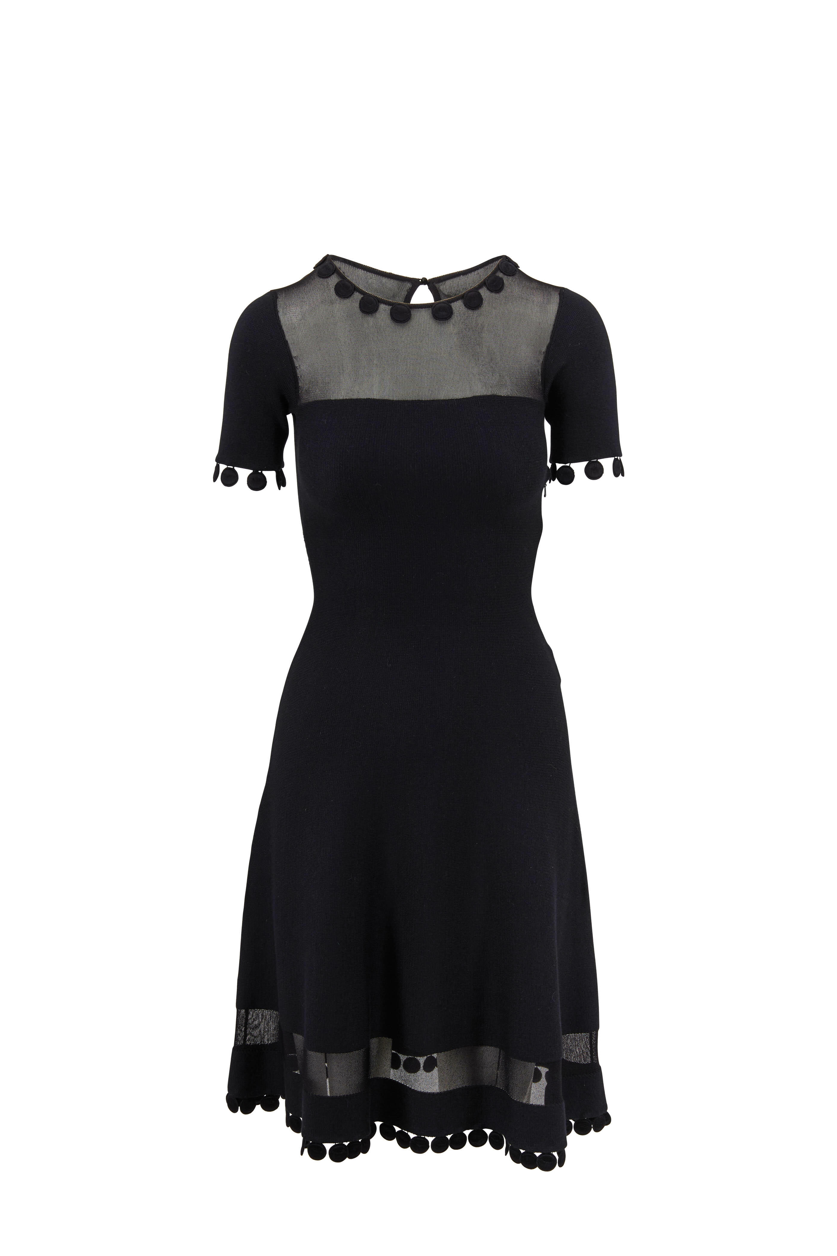 oscar de la renta black dresses Oscar de la Renta Sequin Embroidered Knit Dress in Black, Size Medium