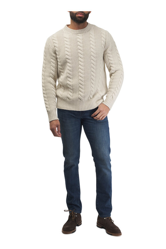 Moncler - Light Beige Wool & Cashmere Cable Knit Sweater