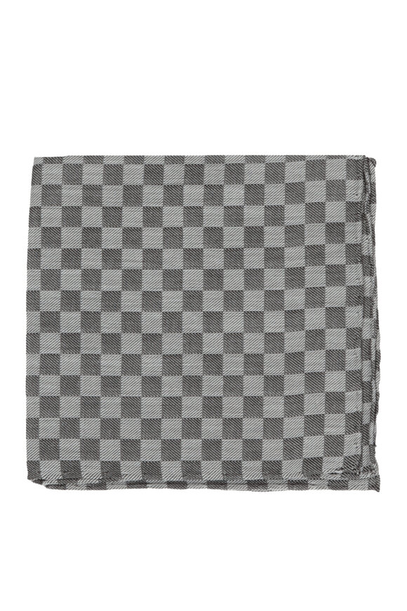 Simonnot-Godard Gray Quartet Checkered Pocket Square