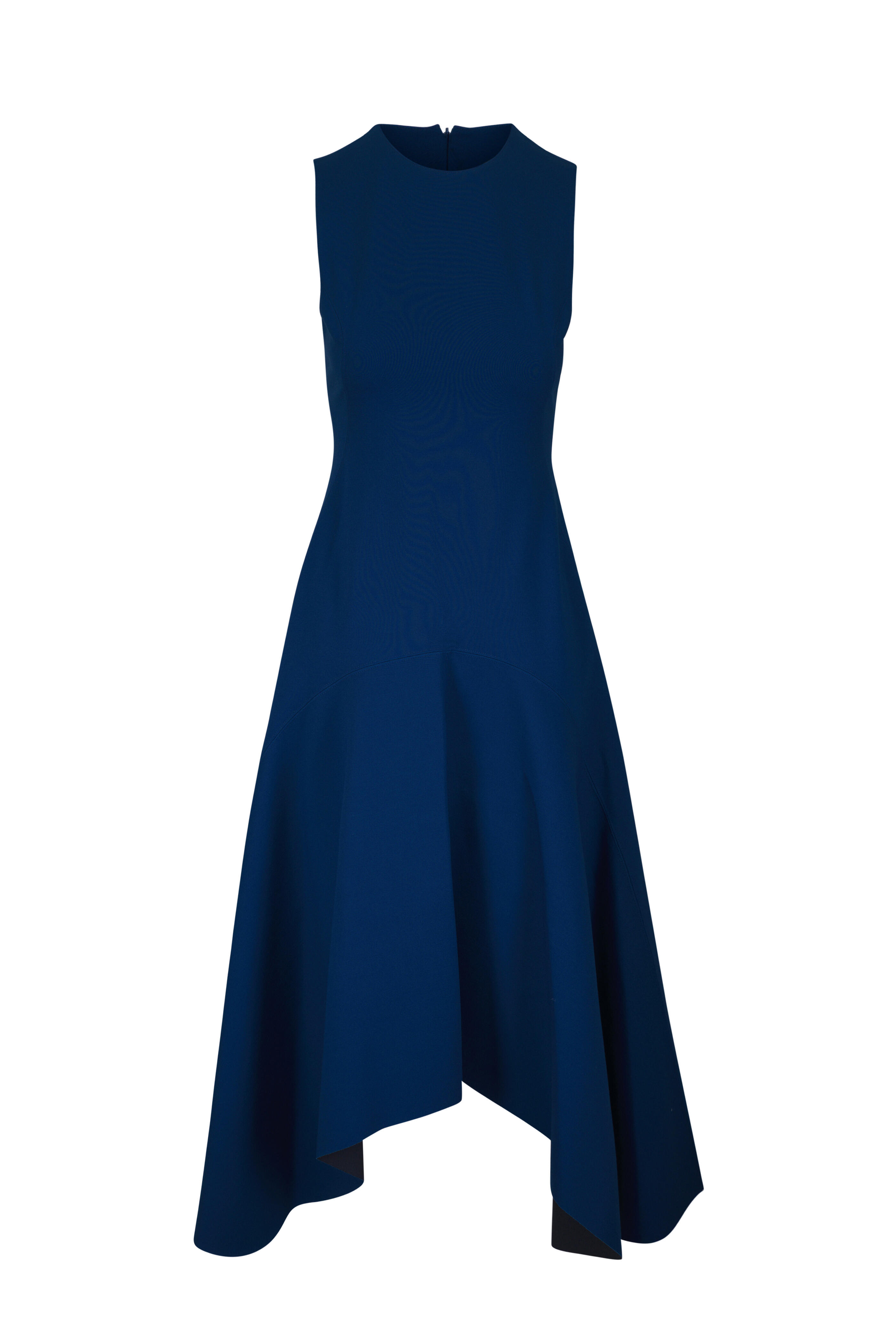 Akris Punto - Teal Blue Crewneck Jersey Fitted Midi Dress