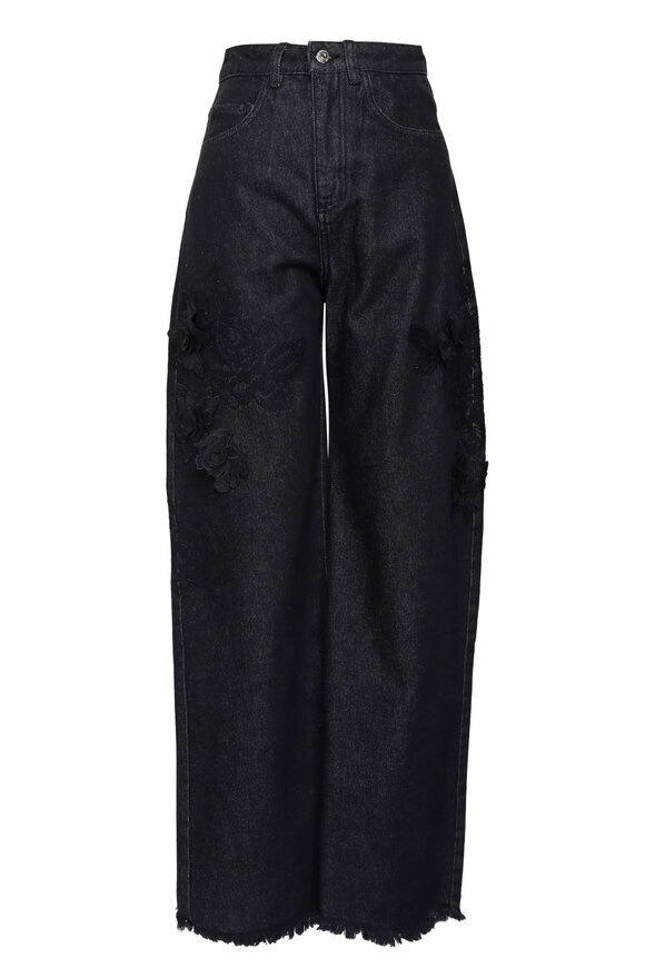 Marques ' Almeida Black Embroidered Boyfriend Jean