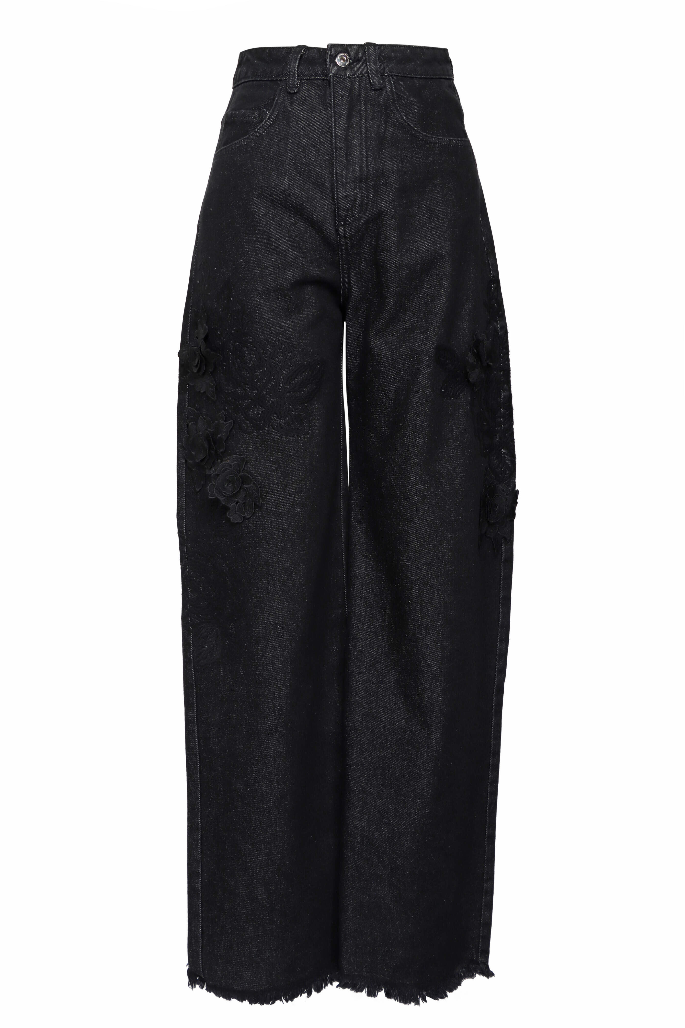 Marques ' Almeida - Black Embroidered Boyfriend Jean