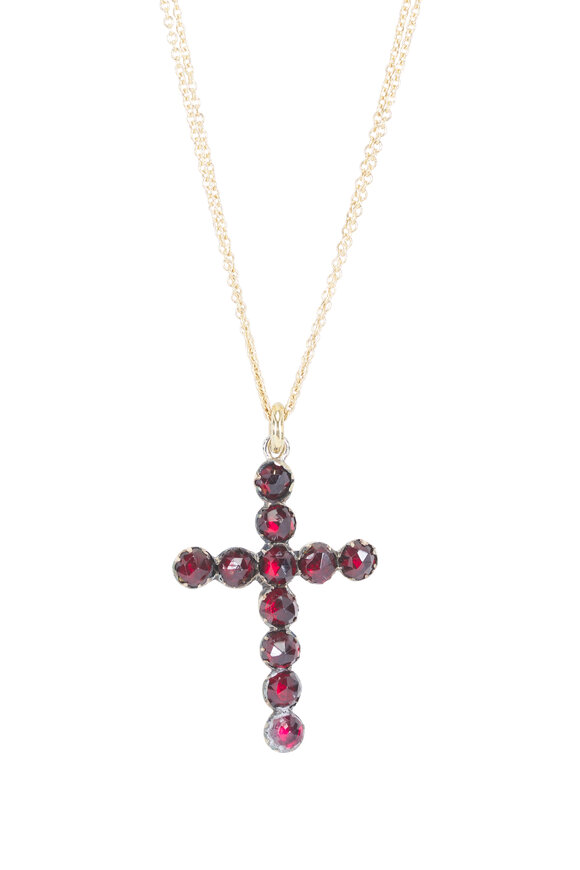 Renee Lewis Almandine Garnet Cross Two Chain Necklace - view 2