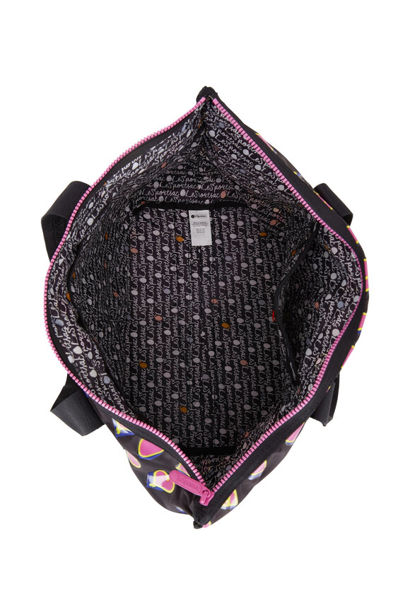 LeSportsac - Black With Pink Hearts Nylon Large Tote