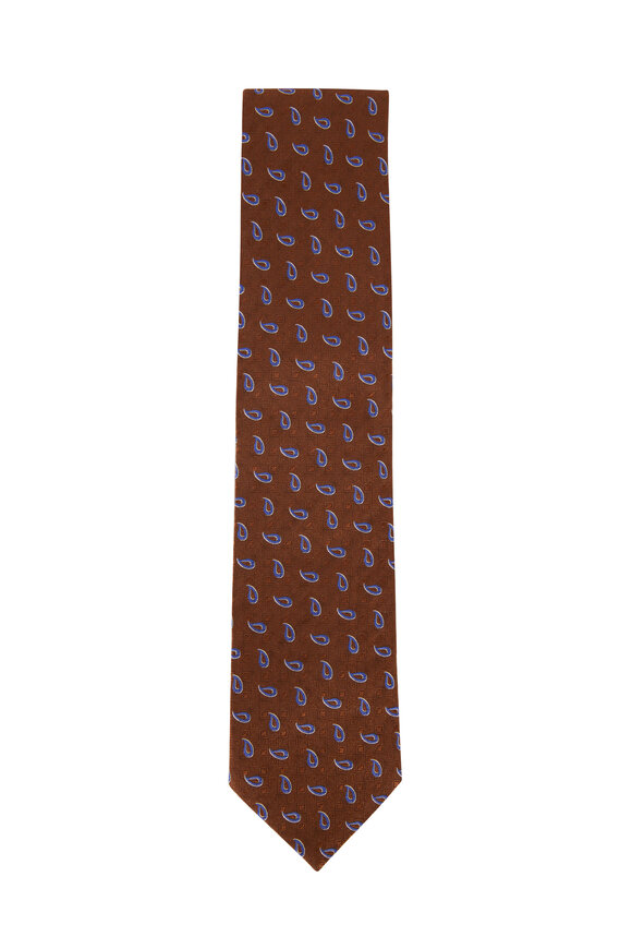 Eton - Brown & Royal Blue Paisley Silk Necktie