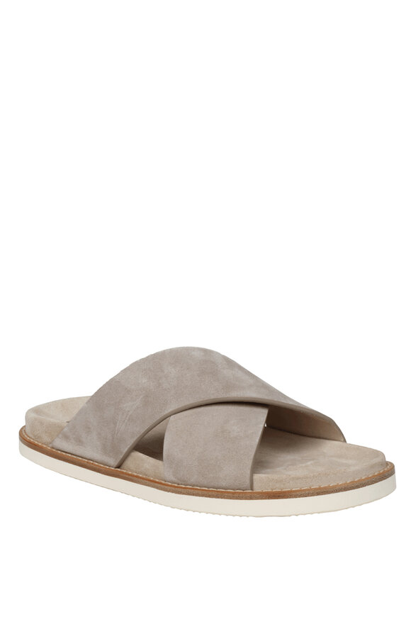 Brunello Cucinelli - Suede Slide Sandals in Brown