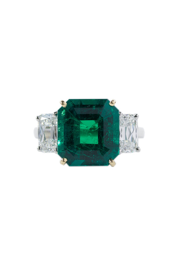 Oscar Heyman - Platinum & Yellow Gold Emerald & Diamond Ring