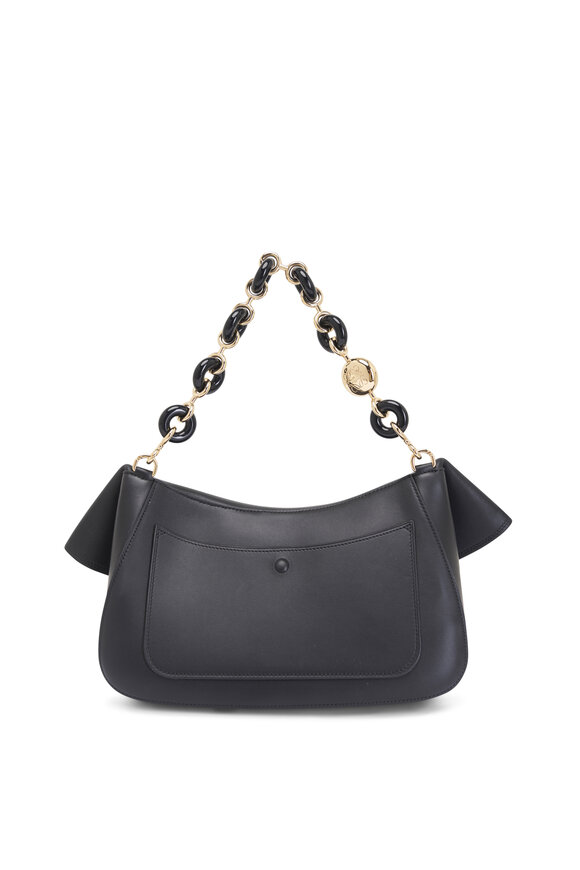 LOEWE バッグ　黒 Loewe - Medium Ola Black Fold Over Chain Bag | Mitchell Stores