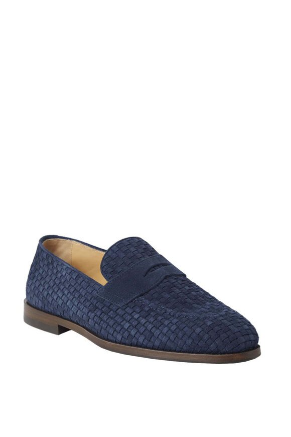 Brunello Cucinelli Ocean Blue Woven Suede Loafer