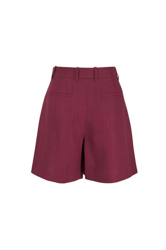 Lafayette 148 New York Park Rosewood Linen Wide Leg Shorts - view 3