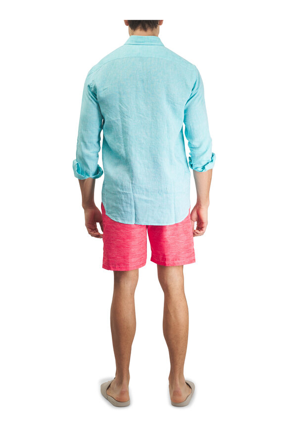 Tiki Red Linen Print Swim Trunks - view 3