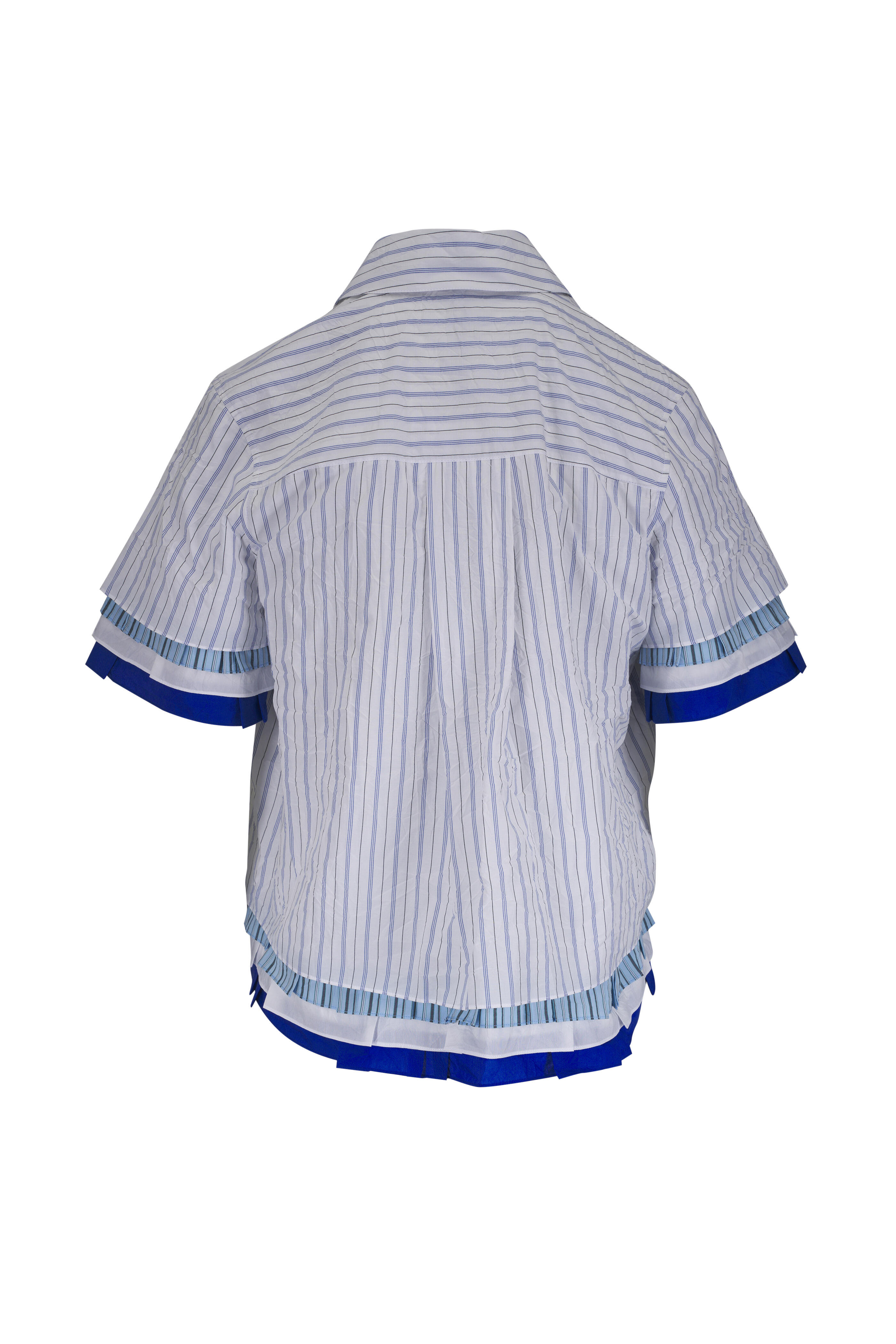 Loewe - White & Blue Stripe Multi Layer Blouse