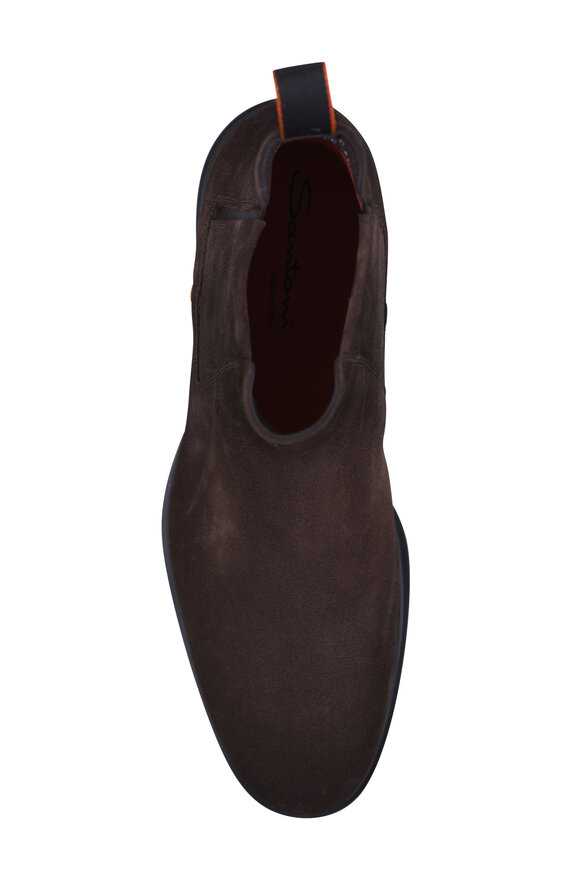 Santoni Easy Dark Brown Suede Chelsea Boot - view 3