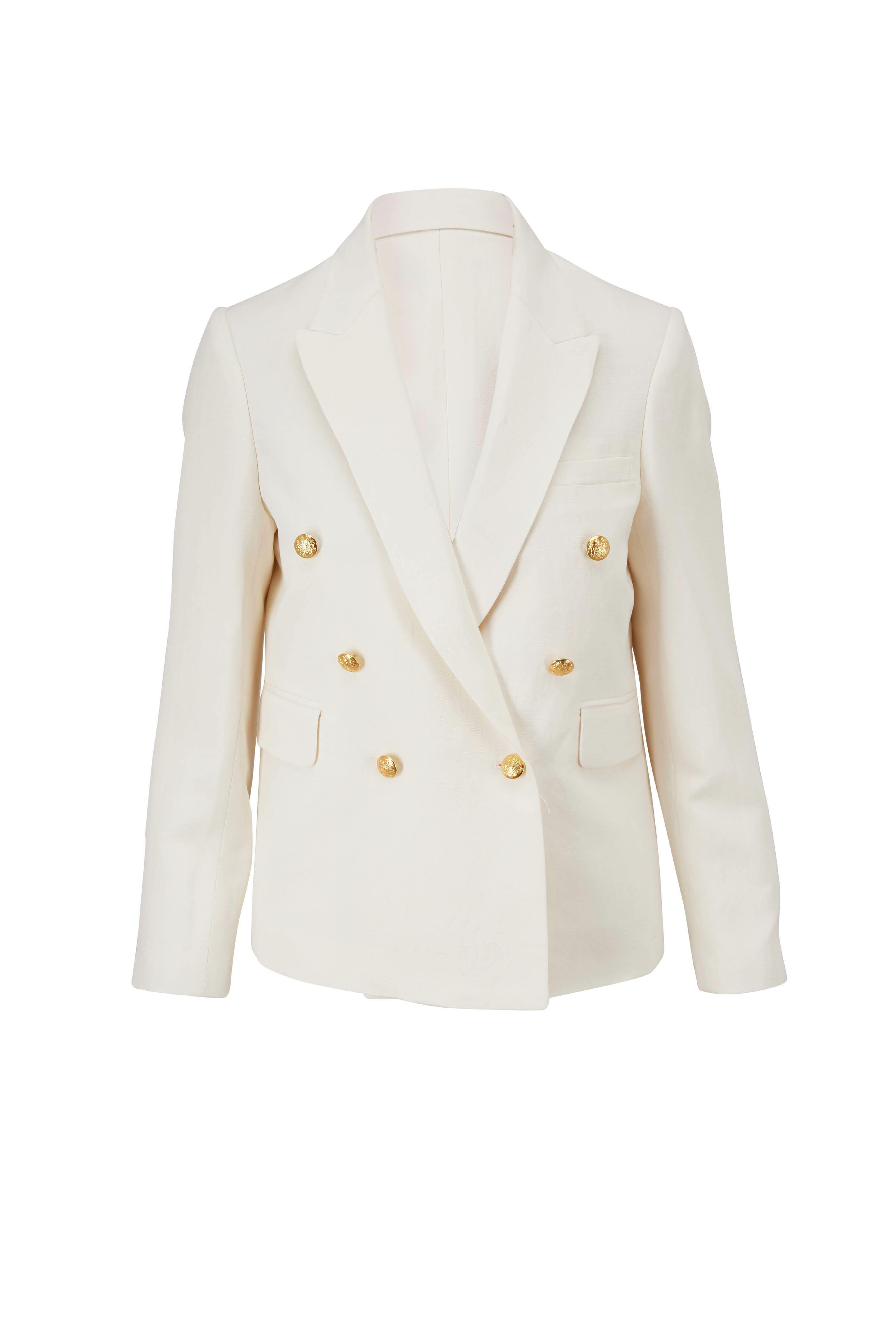 Men Double Breasted Coat Double Breasted Office Blazer Ivory 