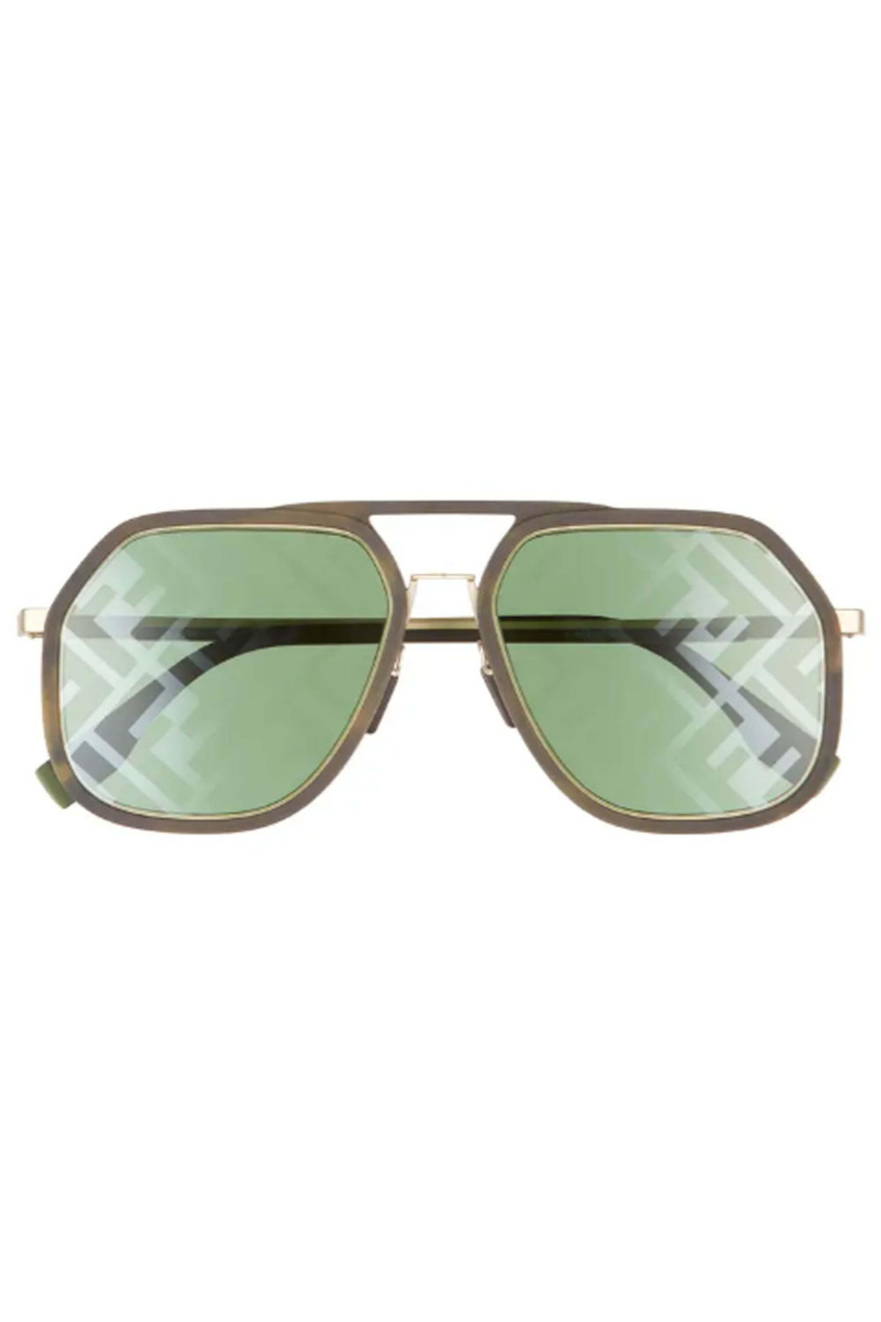 Fendi Sunglasses - Light Aviator Sunglasses in Green Havana