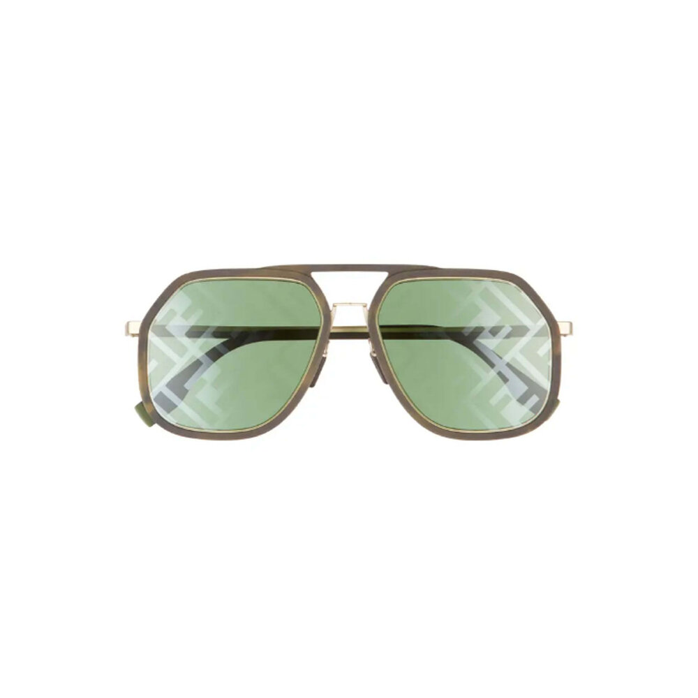 Fendi Sunglasses - Light Aviator Sunglasses in Green Havana display picture 1