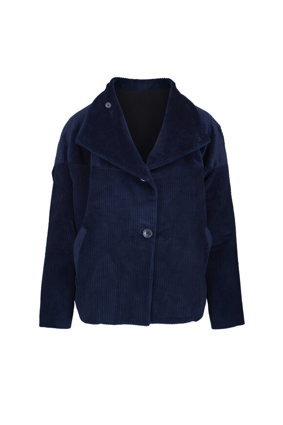 Zero + Maria Cornejo Osita Navy Corduroy Bomber Jacket - view 1