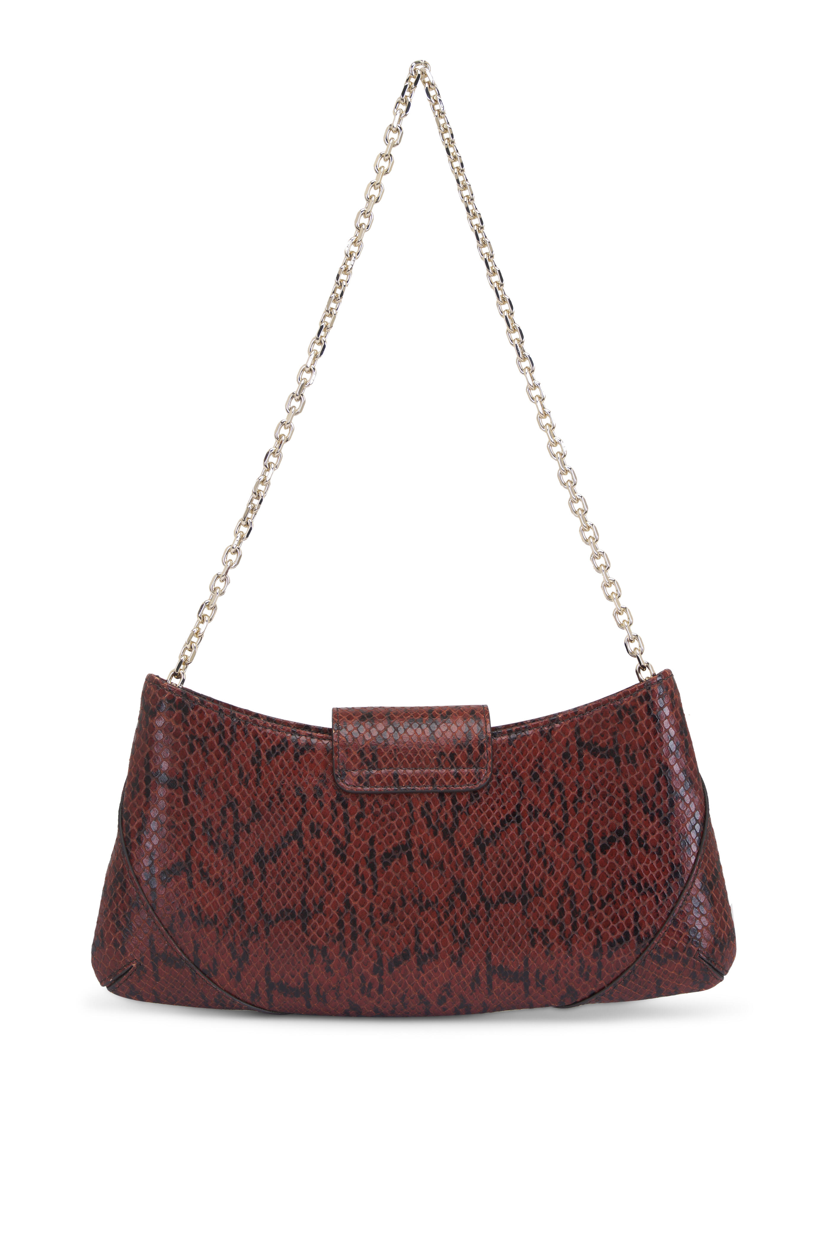 Jimmy Choo - Bar Slim Brown & Gold Leather Chain Clutch Jimmy Choo - Bar Slim Brown & Gold Leather Chain Clutch