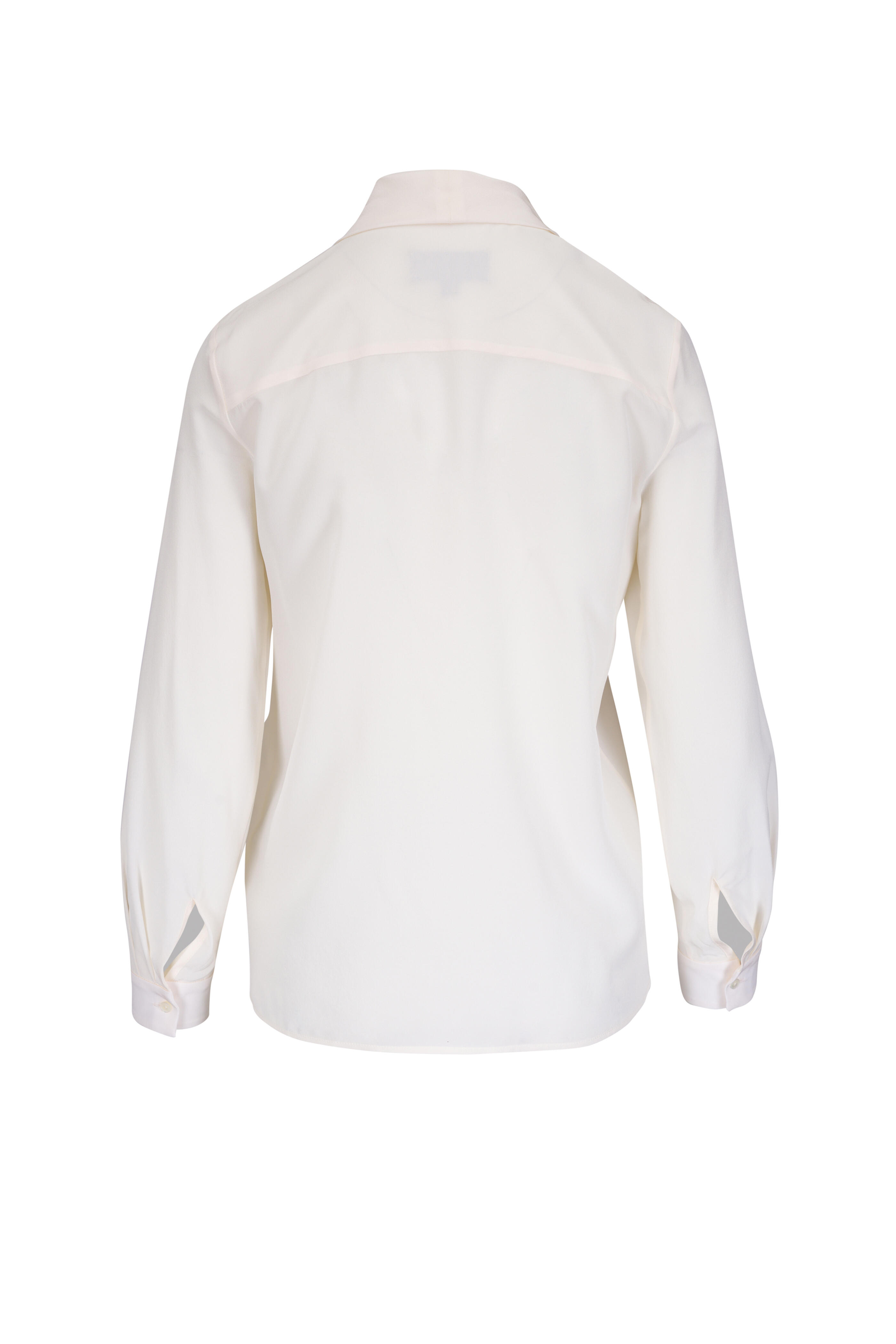 Nili Lotan - Angelique Ivory Silk Tie Neck Blouse