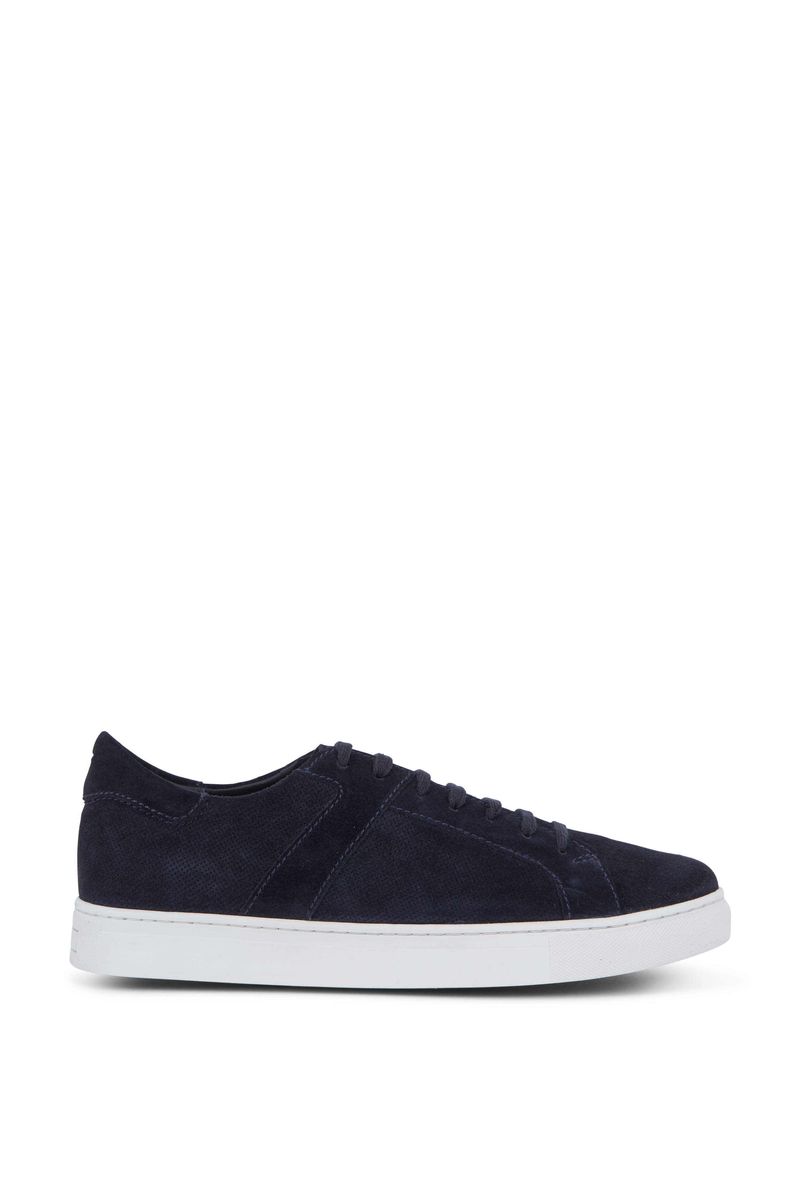 Trask - Aaron Navy Blue English Suede Sneaker | Mitchell Stores