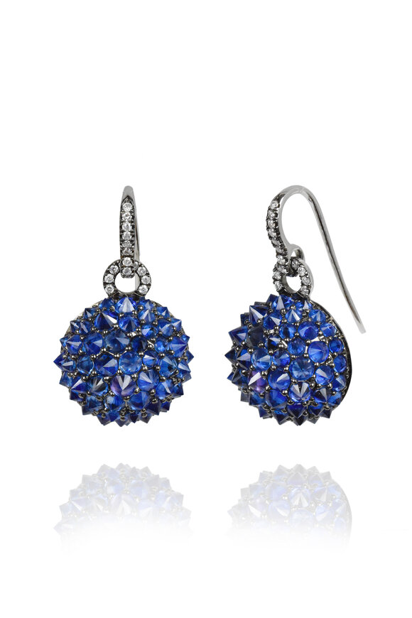 Nam Cho 18k White Gold Sapphire "Spike" Ball Drop Earring