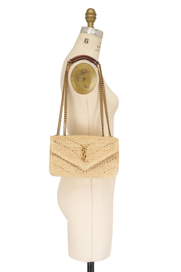 Saint Laurent Small Loulou Natural Chevron Raffia Chain Bag - view 6