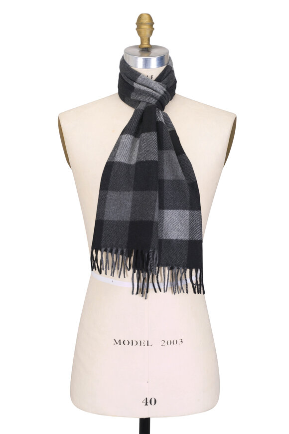 Chelsey Imports Gray Plaid Cashmere Scarf - view 1