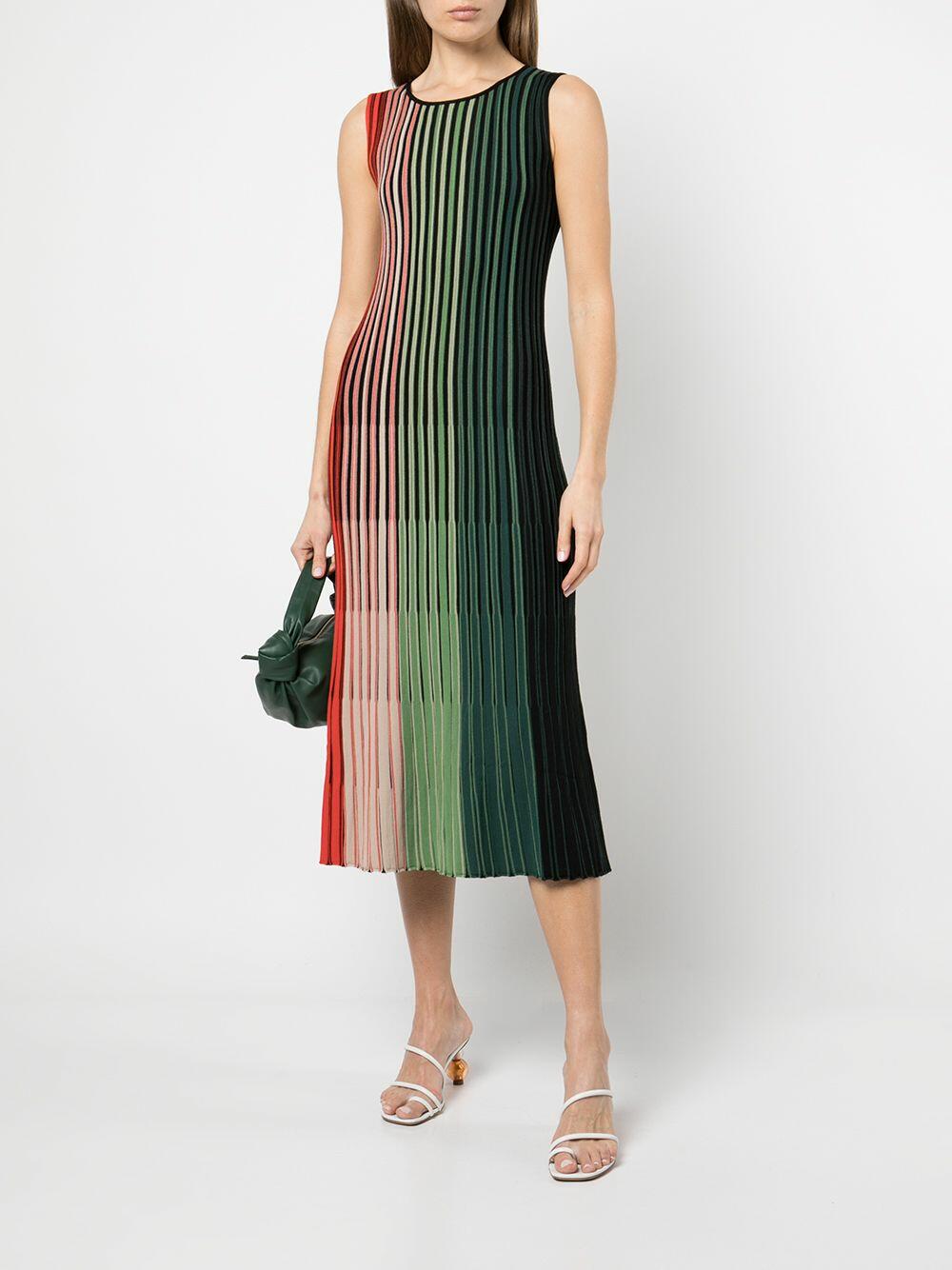 Akris Punto - Multicolor Stripe Sleeveless Fitted Dress