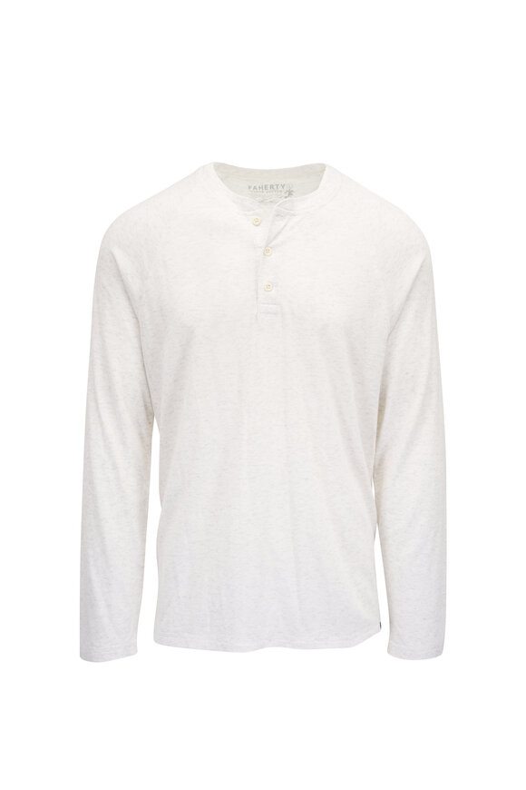 Faherty Brand Ivory Heather Long Sleeve Cloud Henley