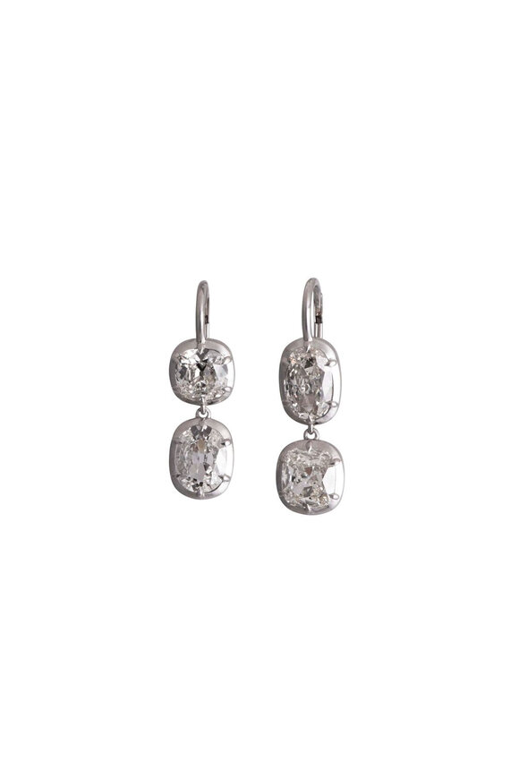 Sylva & Cie Cush & Oval Double Diamond Earrings