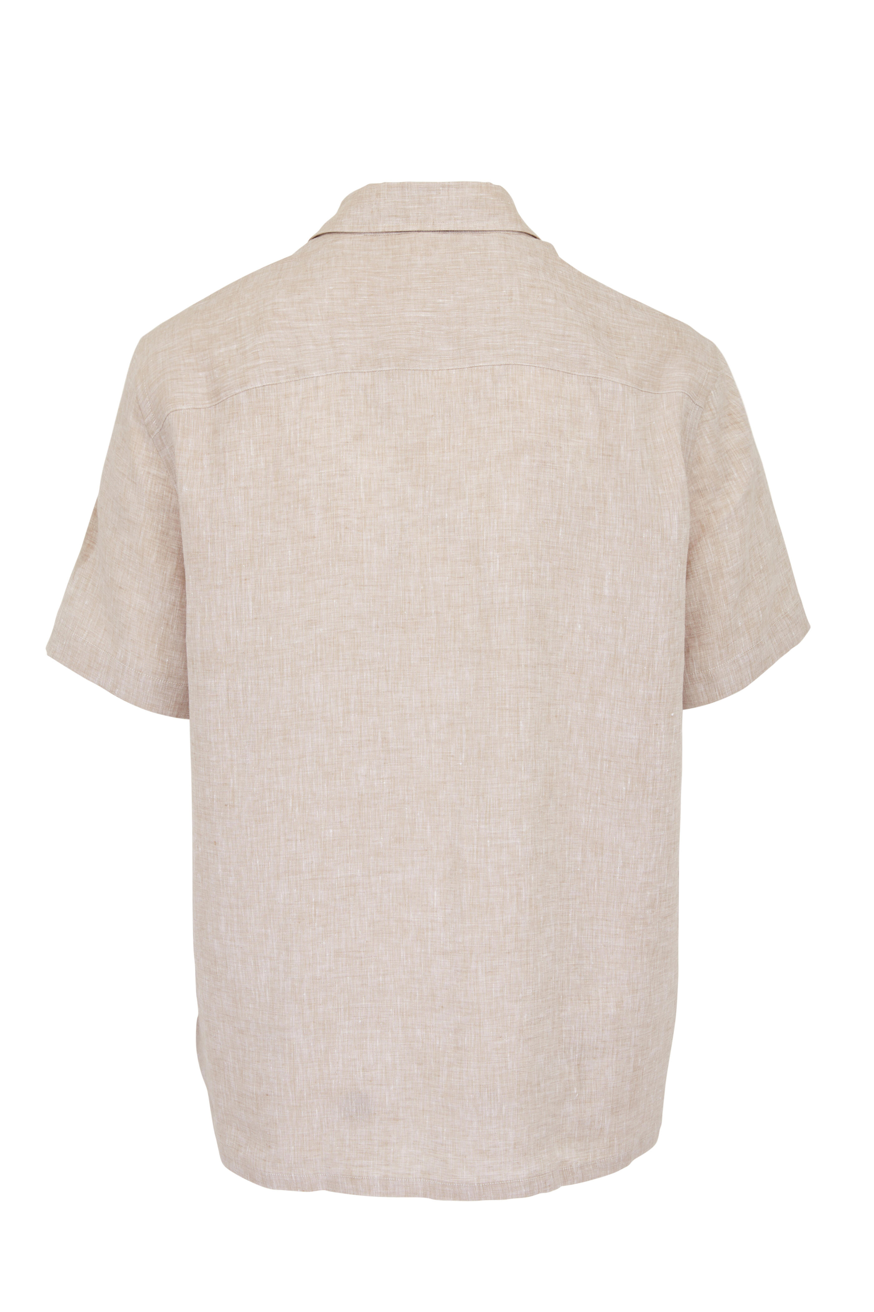 Loro Piana - Olive Hot Stone Linen Short Sleeve Sport Shirt
