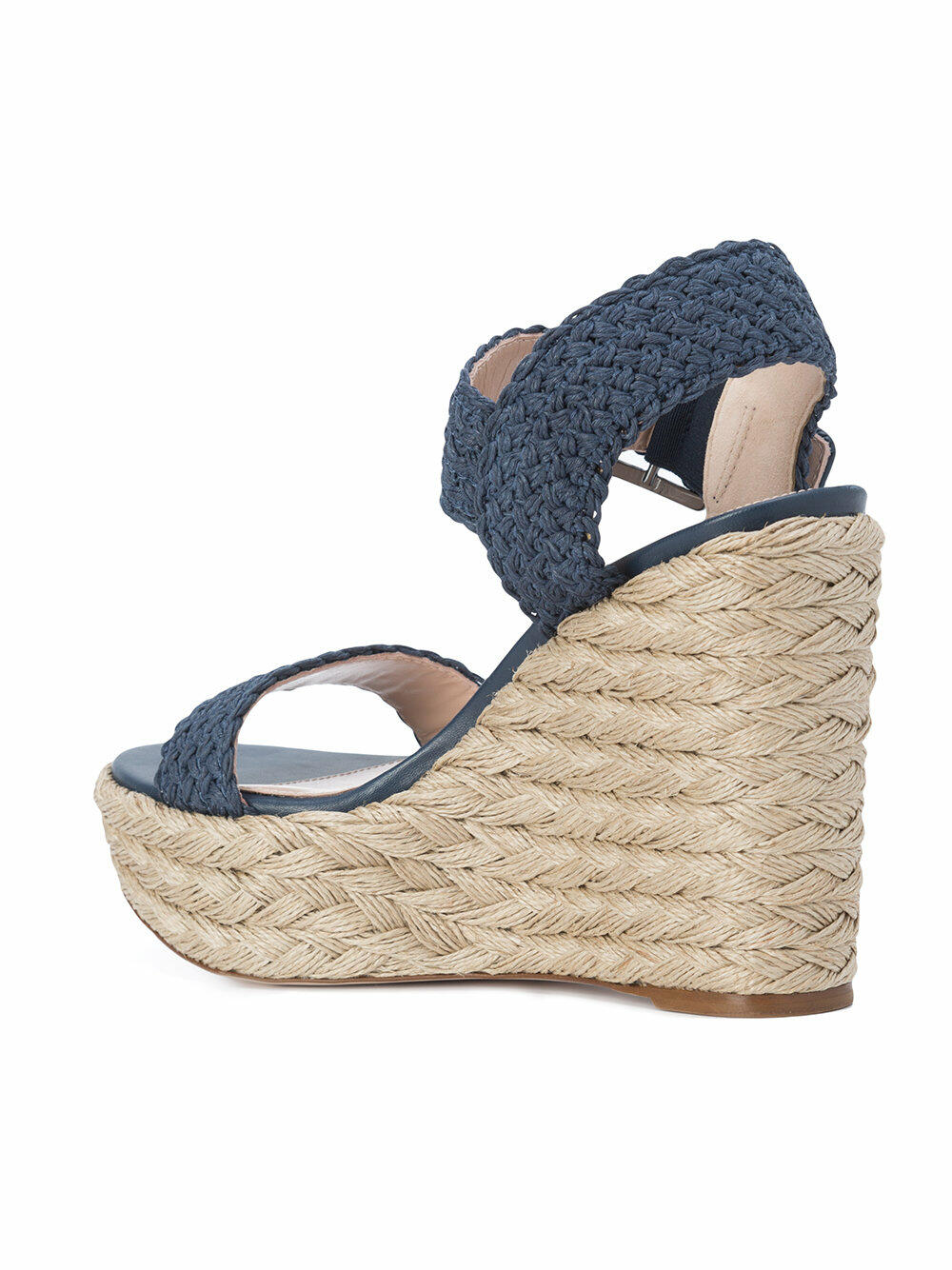 Stuart Weitzman - Alexis Nice Blue Crochet Wedge Espadrille,125mm