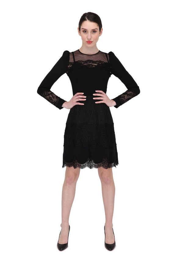Dolce & Gabbana - Black Lace Inset Long Sleeve Dress
