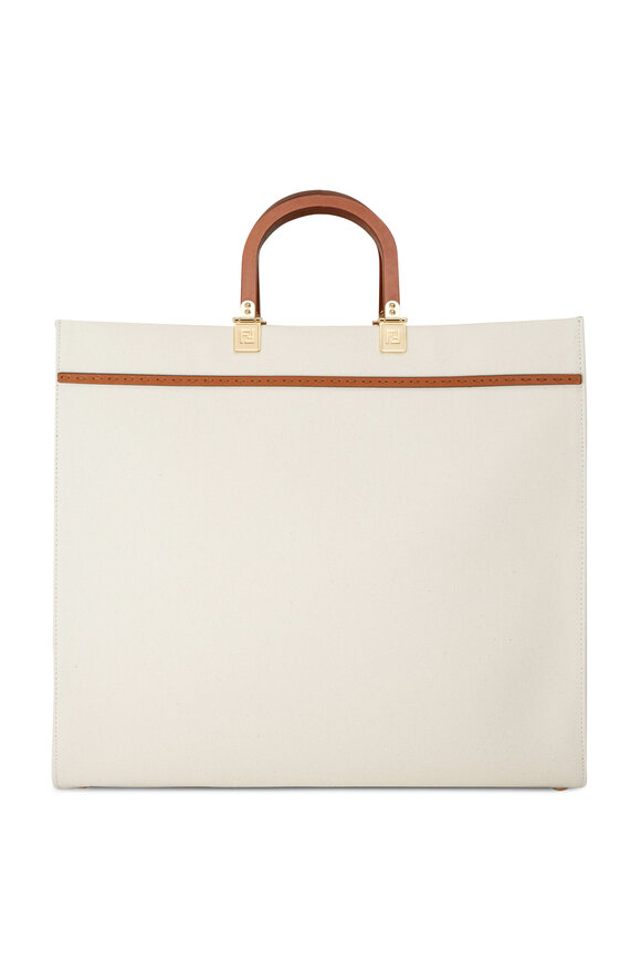 Fendi - Sunshine White Canvas Large Logo Tote