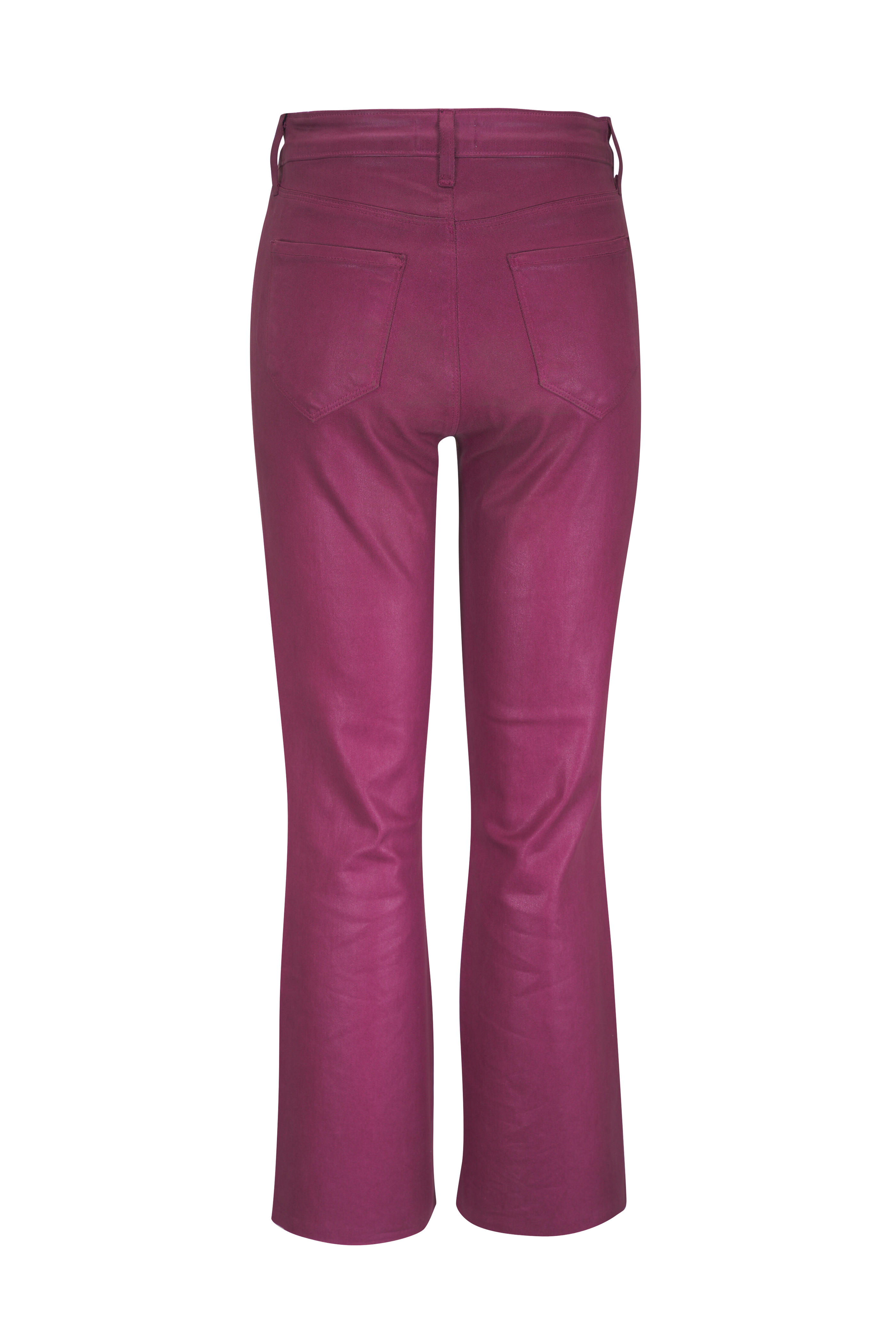 L'Agence - Kendra Deep Mauve Coated Crop Flare Jean