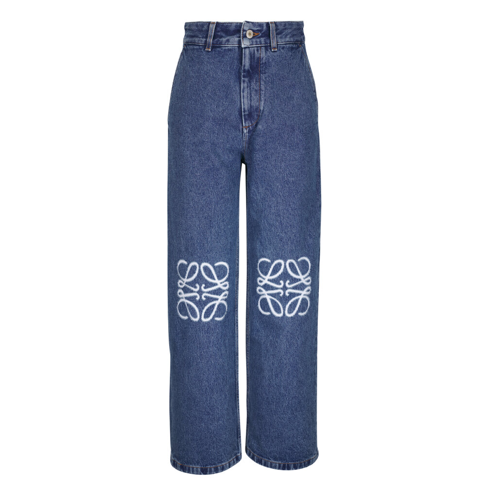 パンツ Loewe Pixel Collection Denim Pants Loewe Pixel Wide-leg Mid-rise Jeans in Blue | Lyst