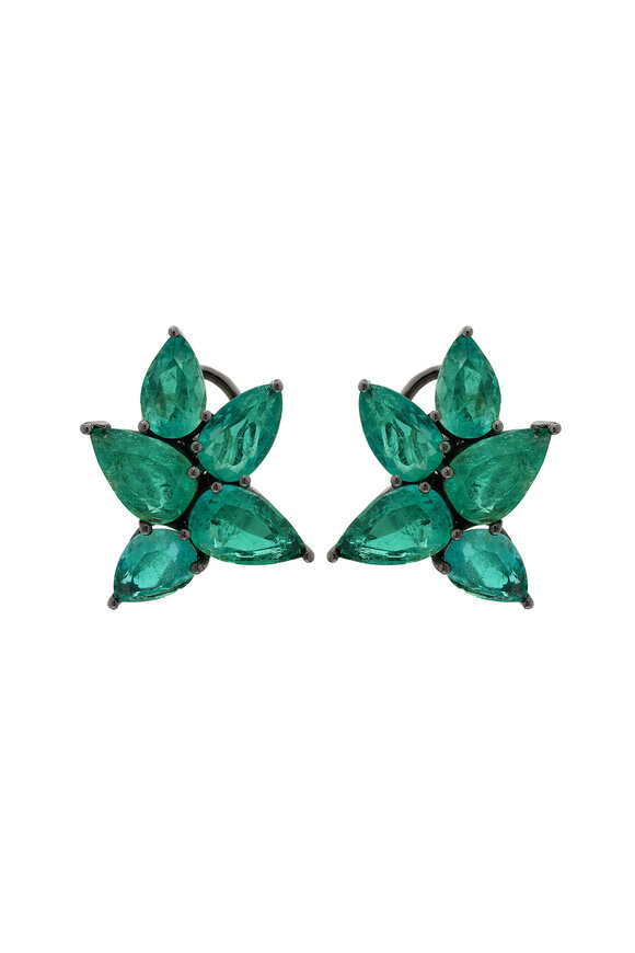 Ruchi 18k Yellow Gold Emerald & Diamond Earring - view 1