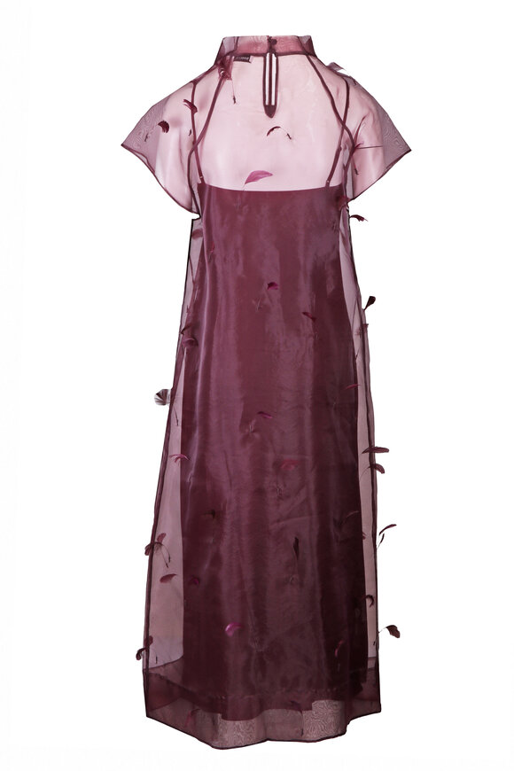 Simkhai Pauline Dark Orchid Organza Feather Midi Dress - view 2