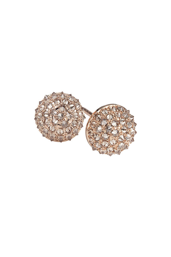 Nam Cho Rose Gold Half Ball Champagne Diamond Earrings