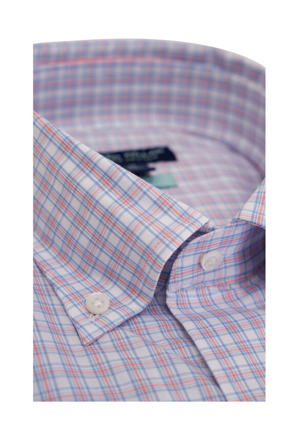 Peter Millar - Seawell Peach Bloom Plaid Cotton Sport Shirt