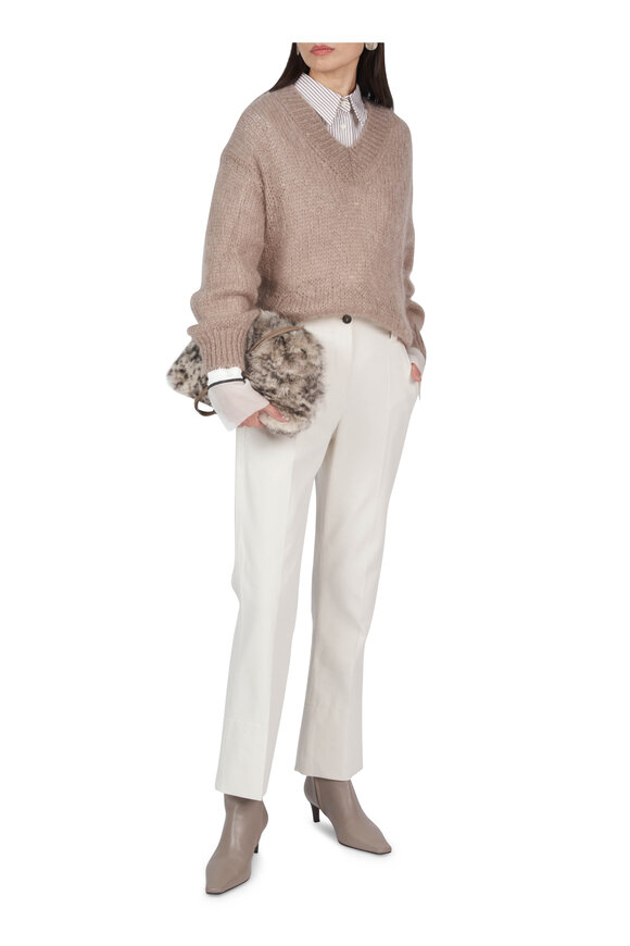 Brunello Cucinelli Mauve Lofty V-Neck Sweater - view 2