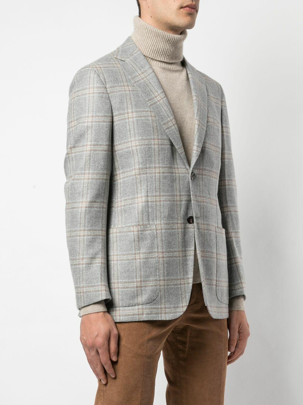 Kiton - Light Gray Plaid Cashmere Sportcoat | Mitchell Stores