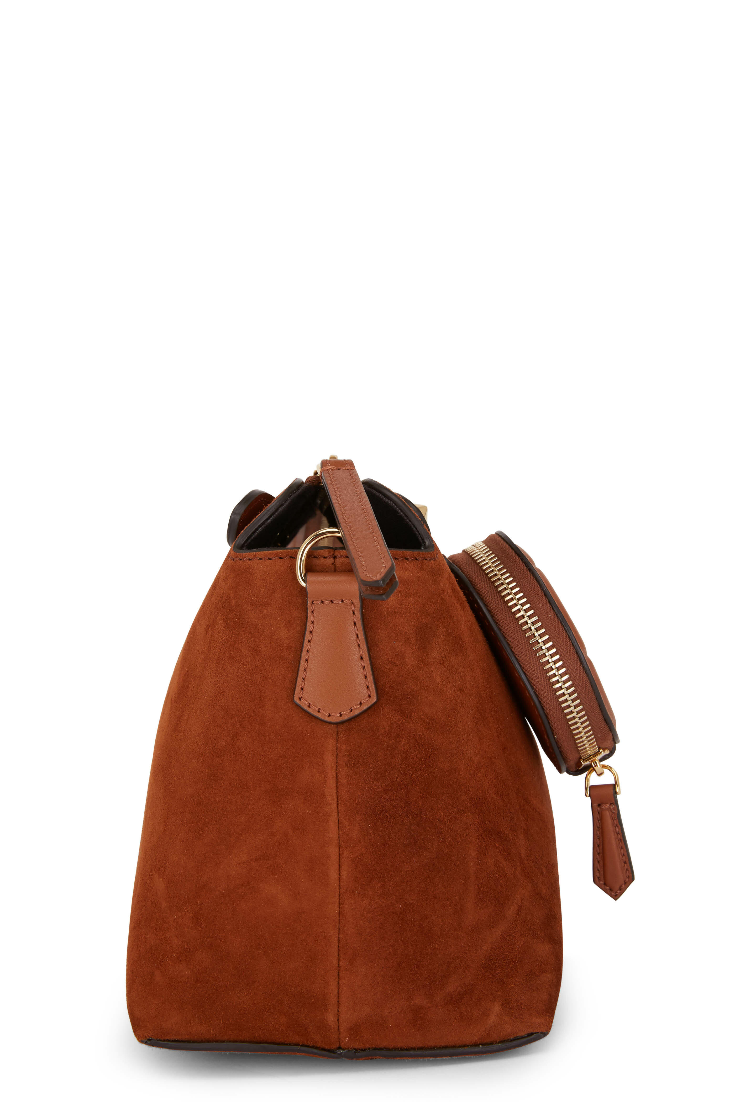 FENDI By The Way Medium Suede Boston Crossbody Bag Brown