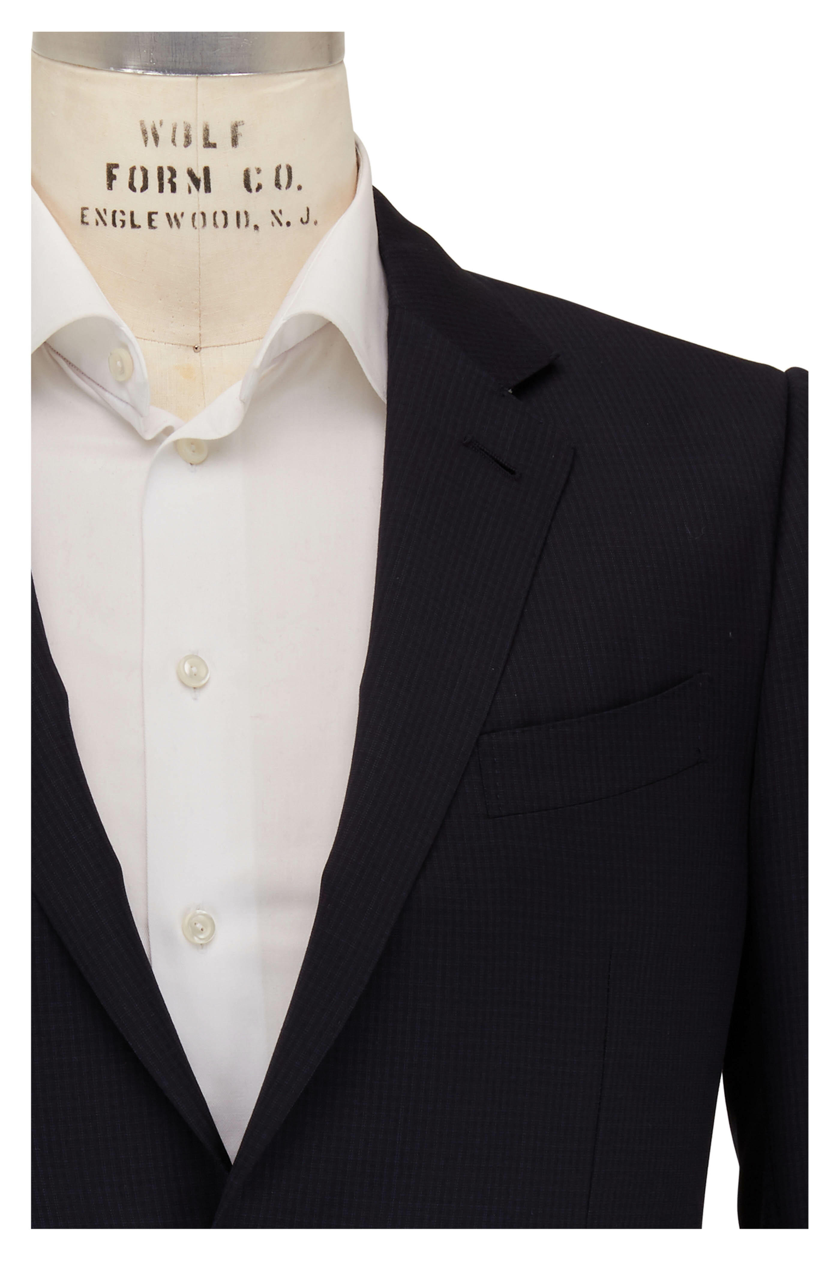 Zegna - Multiseason Navy Blue Micro Check Wool Suit