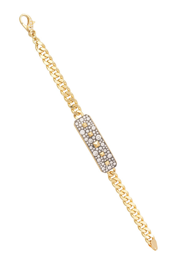 Mariani 18k Yellow Gold Diamond ID Link Bracelet - view 1